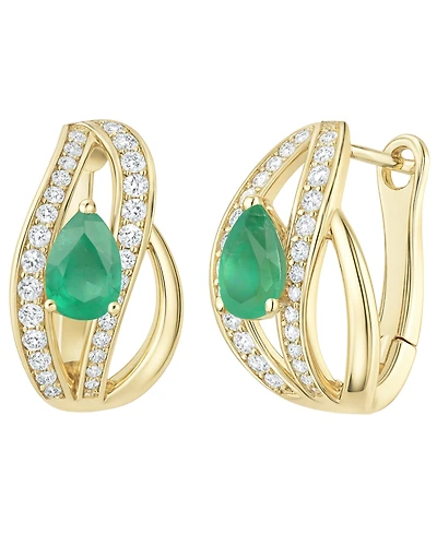 Macy's Emerald (5/8 ct. t.w.) and Diamond (1/3 Drop Earrings 14K Gold (also White Sapphire & Ruby)