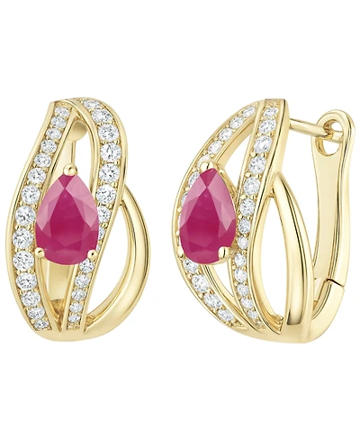 Macy's Emerald (5/8 ct. t.w.) and Diamond (1/3 Drop Earrings 14K Gold (also White Sapphire & Ruby)