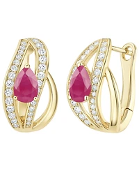 Macy's Emerald (5/8 ct. t.w.) and Diamond (1/3 Drop Earrings 14K Gold (also White Sapphire & Ruby)