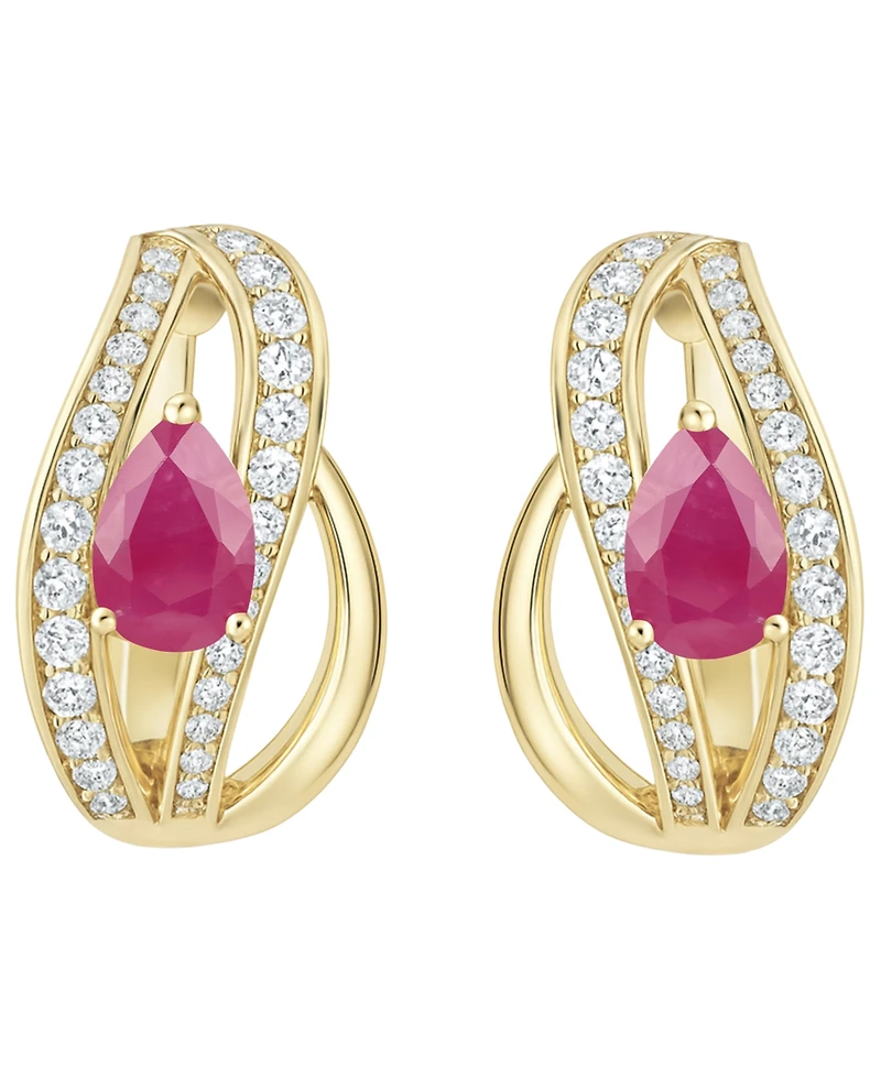 Macy's Emerald (5/8 ct. t.w.) and Diamond (1/3 Drop Earrings 14K Gold (also White Sapphire & Ruby)