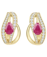 Macy's Emerald (5/8 ct. t.w.) and Diamond (1/3 Drop Earrings 14K Gold (also White Sapphire & Ruby)