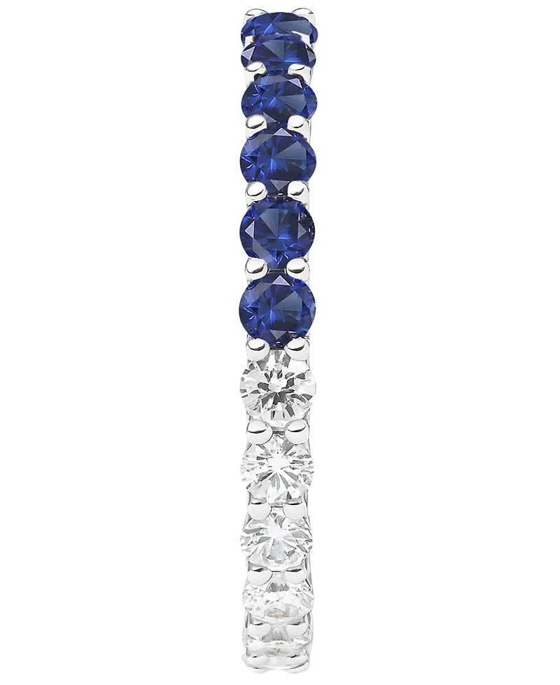Macy's Lab-Grown Sapphire (1 ct. t.w.) and Lab-Grown White Sapphire (1 ct. t.w.) Band Ring in Sterling Silver
