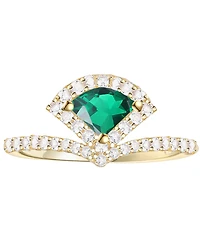 Macy's Lab-Grown Emerald (1/2 ct. t.w.) and Lab-Grown White Sapphire (3/8 ct. t.w.) Ring in 14K Gold Over Sterling Silver