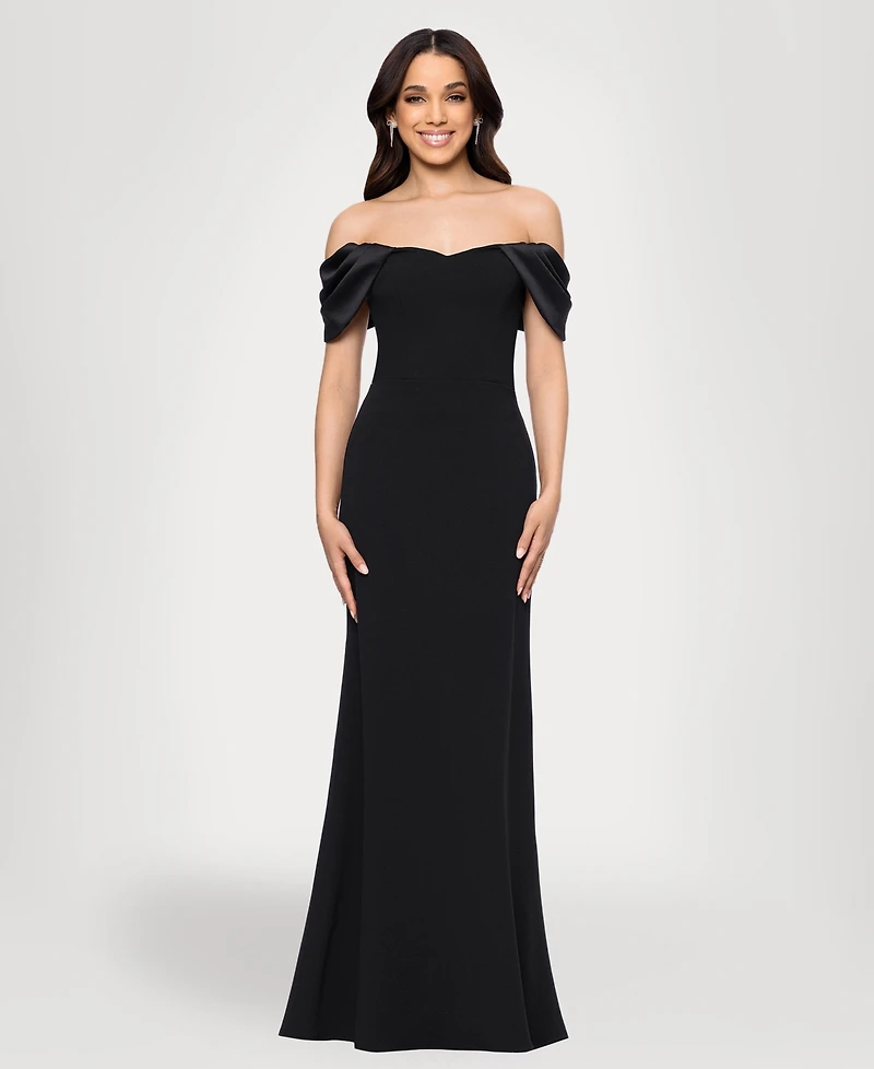 Blondie Nites Juniors' Off-The-Shoulder Center-Back Zipper Dress