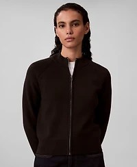Calvin Klein Jeans Women's Technical Long Sleeve Mock Neck Cardigan Sweater