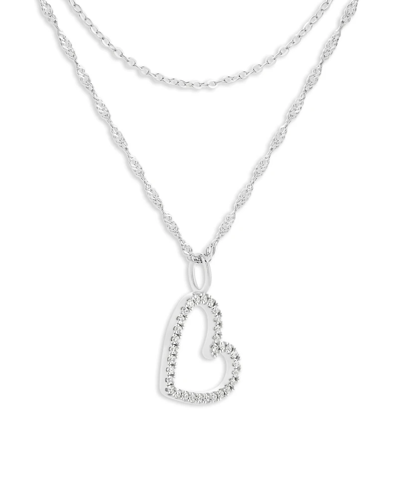 Holiday Lane Cubic Zirconia Sterling Silver Open Heart Pendant Necklace, Macy's Exclusive