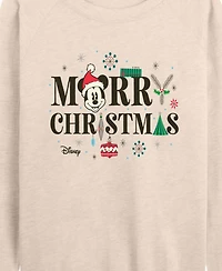 Hybrid Apparel Dinsney Mickey Mouse Merry Christmas Women's French Terry Long Sleeve Shirt
