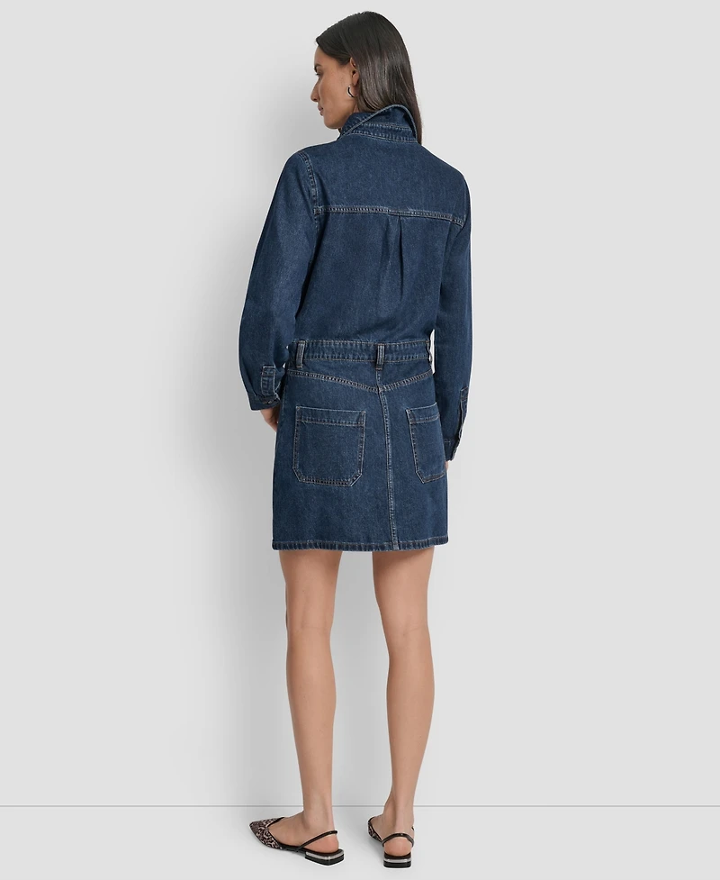Dkny Jeans Women's Button-Down Long-Sleeve Denim Dress