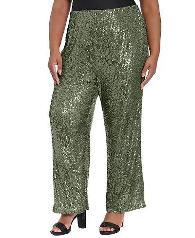 Muse Plus Sequined Pull-On Pants