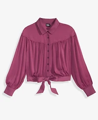 I.n.c. International Concepts Women's Textured Tie-Hem Blouse, Macy's Exclusive
