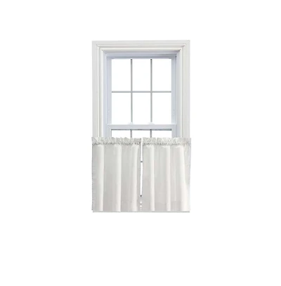 Ellis Stacey 1.5" Rod Pocket High Quality Fabric Solid Color Window Tailored Tier Pair 56"x36" Ice Cream