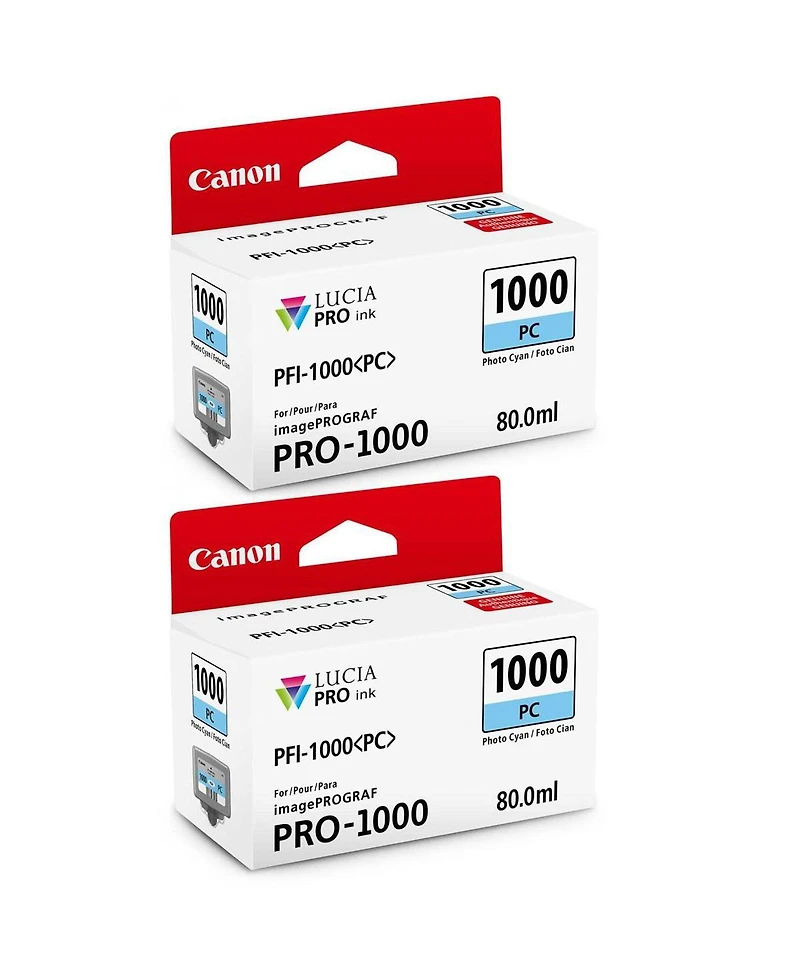 Canon 2 Pack Pfi-1000PC Photo Cyan Lucia Pro ink for imagePROGRAF Pro-1000