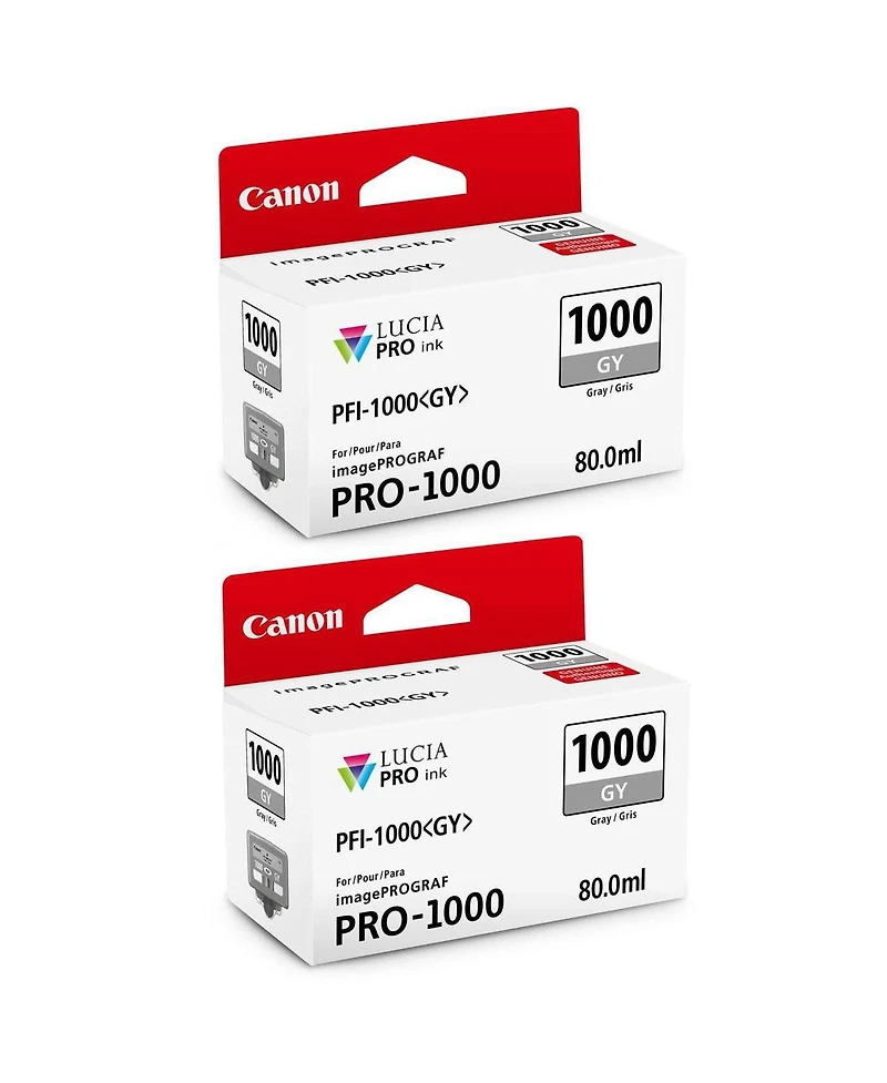 Canon 2 Pack Pfi-1000GY Gray Lucia Pro ink for imagePROGRAF Pro-1000