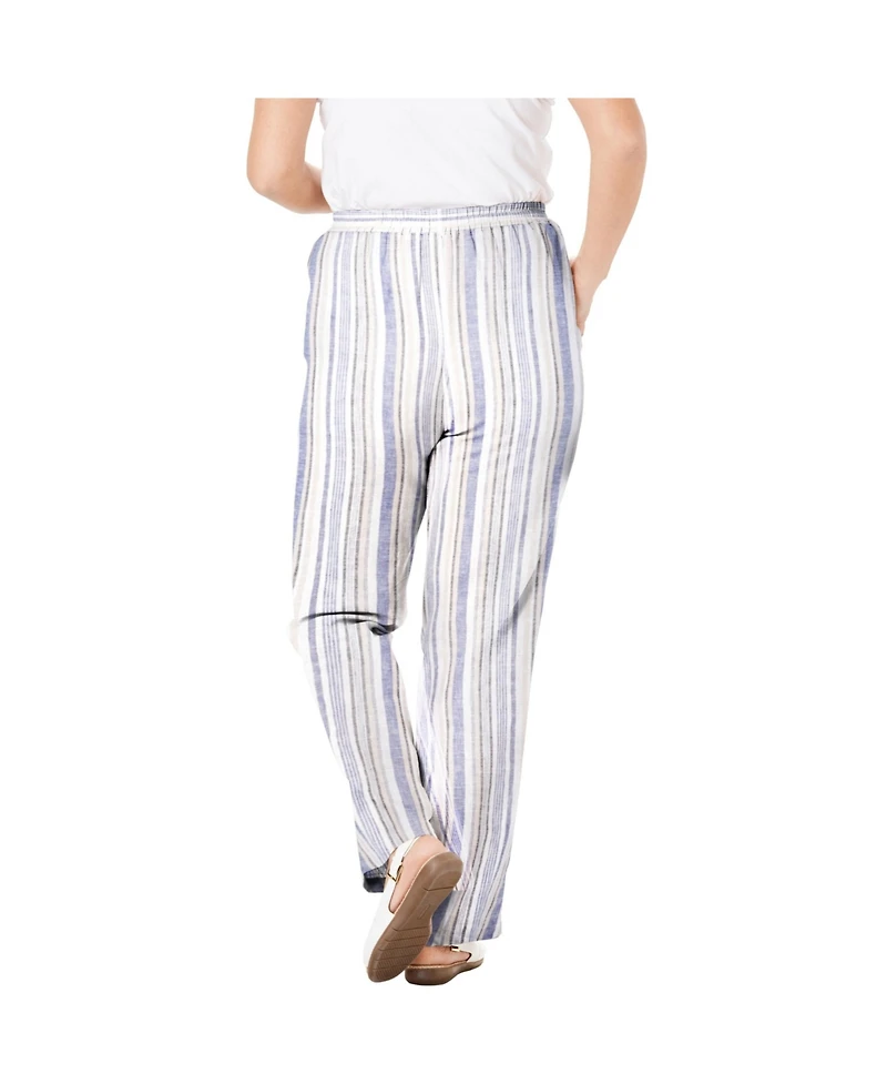 Woman Within Women's Tall Straight Leg Linen Pant