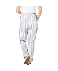 Woman Within Women's Tall Straight Leg Linen Pant