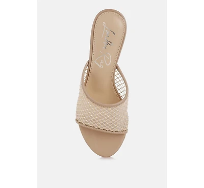 Tempra Mesh Clear Heel Wedge Sandals