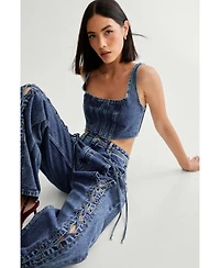 Nasty Gal Women's Lace Front Detail Jean