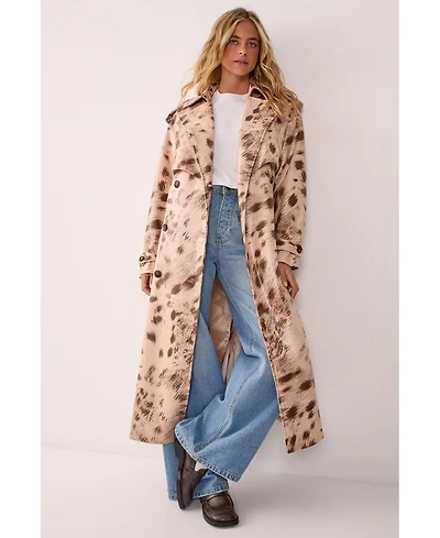 Nasty Gal Women's Cow Print Faux Leather Trench Coat