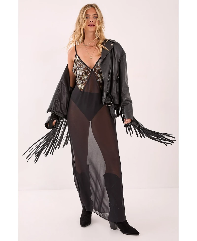 Nasty Gal Sheer Strappy Maxi Dress
