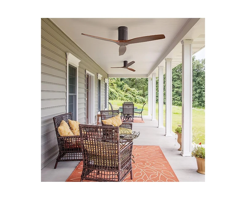 52-inch Modern Brown 3-Blade Flush Mount Fans Supports Remote Control 6-Speed Arbitrary Adjustment and Timing Function