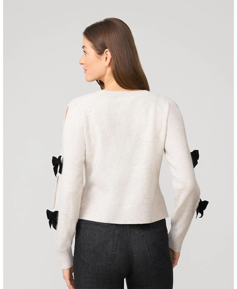 Cable & Gauge Bow Cut Out Sleeve Sweater