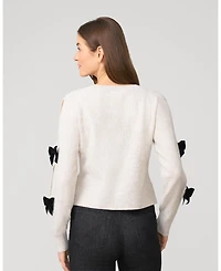 Cable & Gauge Bow Cut Out Sleeve Sweater