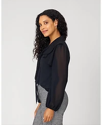 Cable & Gauge Women's Romantic Bow Tie Neck Top