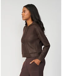 Cable & Gauge Women's Coated Bubble Hem Hoodie