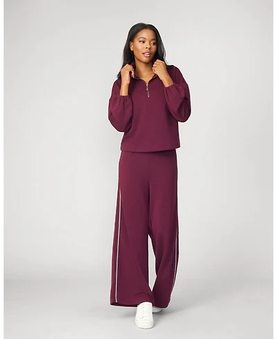 Cable & Gauge Women's Half Zip Pullover Wide Leg Pant