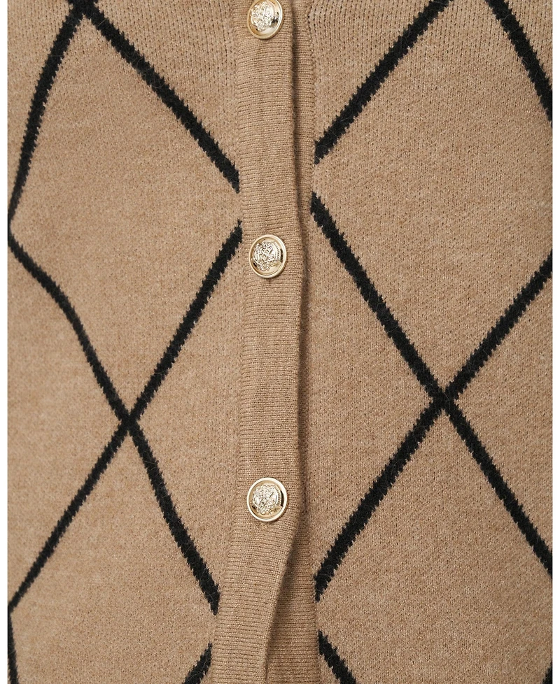 Cable & Gauge Women's Argyle Crewneck Cardigan