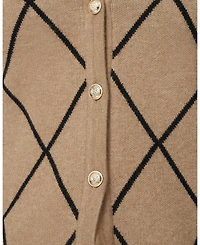 Cable & Gauge Women's Argyle Crewneck Cardigan