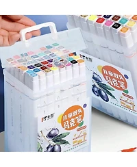 Htutwoo 24 Colors Ended Watercolor Marker Pens With Portable Carrying Case For School Art Drawing, School Stationery, Colorful Back To School