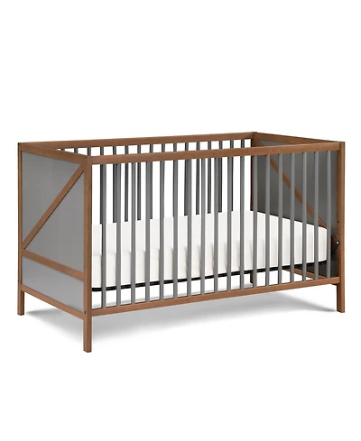 Forest'nSky Mini Crib with Mattress Pad in White and Rockport Gray