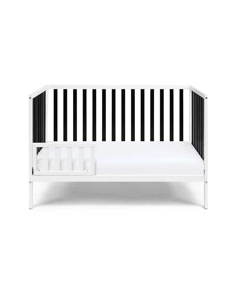 Forest'nSky Deux Remi Island 4-in-1 Convertible Crib in White and Black with Modern Slatted Design