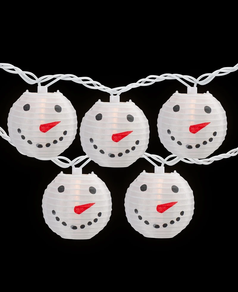 Northlight 8.5' 10-Count White Snowman Paper Lantern Christmas Lights