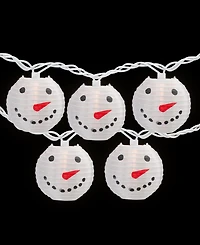 Northlight 8.5' 10-Count White Snowman Paper Lantern Christmas Lights