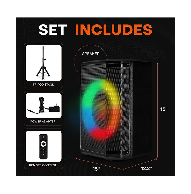 Pyle 8 True Wireless Portable Bluetooth Speaker with Tripod Stand (PPHP868ST)