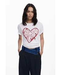 Desigual Women's T-shirt with embossed hearts