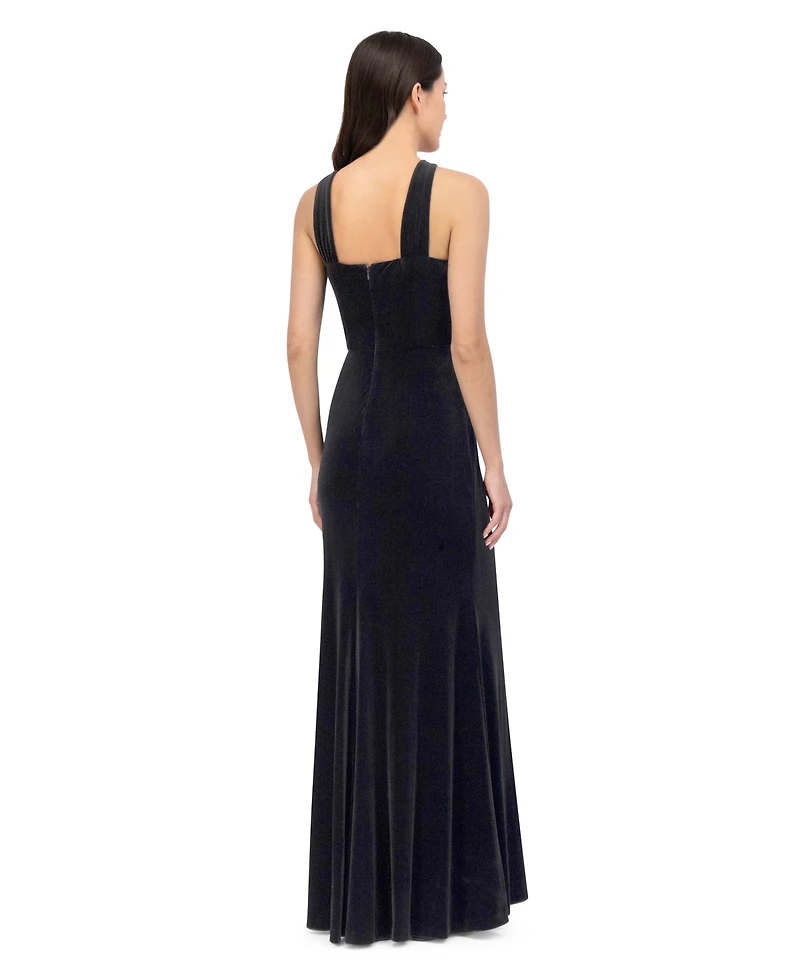 Eliza J Petite Velvet Halter Neck Gown Dress