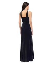 Eliza J Petite Velvet Halter Neck Gown Dress