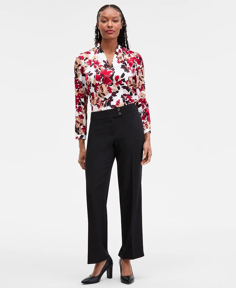 Kasper Women's High Rise Wide-Leg Pants