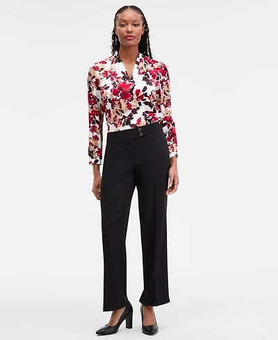 Kasper Women's High Rise Wide-Leg Pants