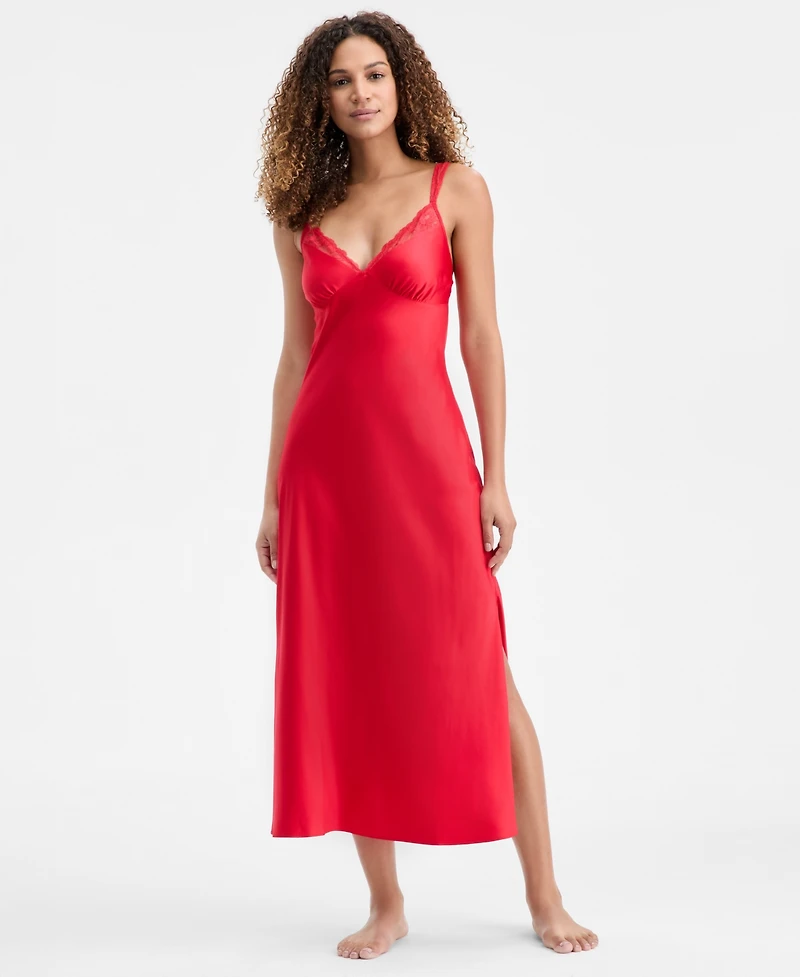 I.n.c. International Concepts Women's Printed Lace Trim Satin Gown, Created for Macy's