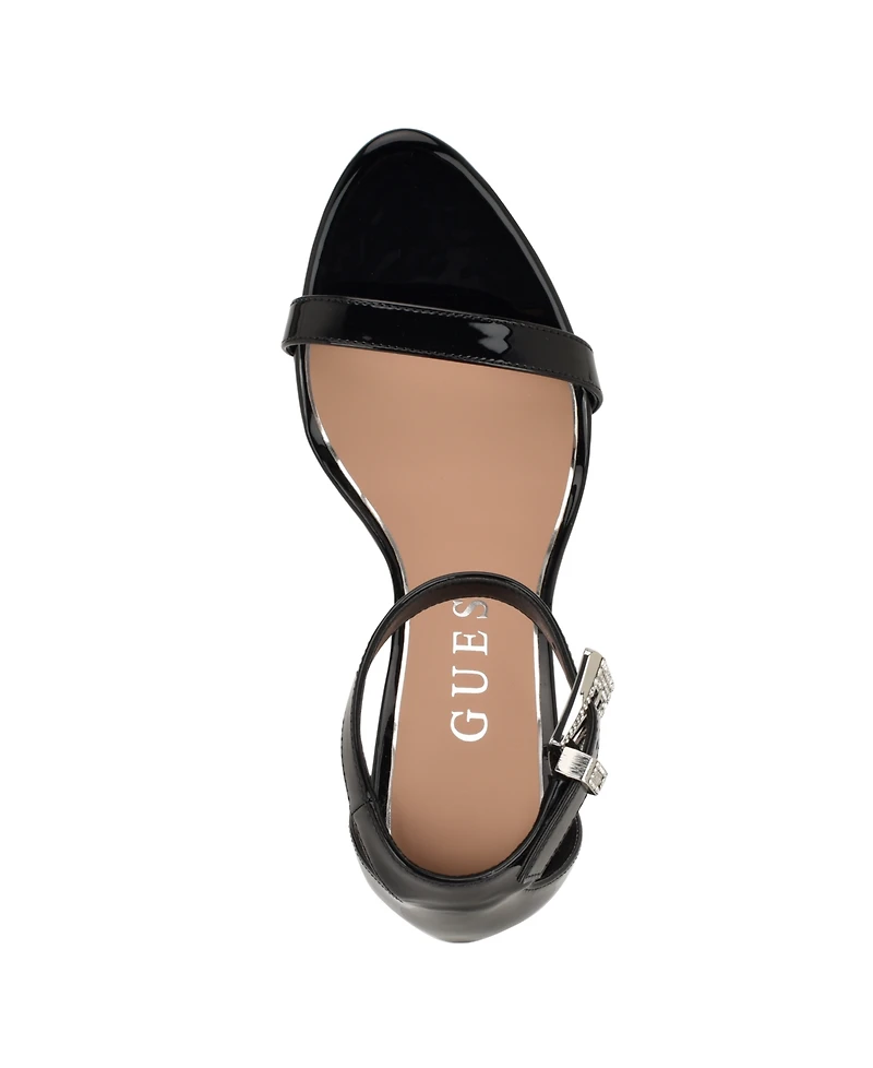 Guess Women's Insraa Rhinestone Buckle Stiletto Sandals