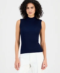 T Tahari Women's Sleeveless Mock-Neck Sweater