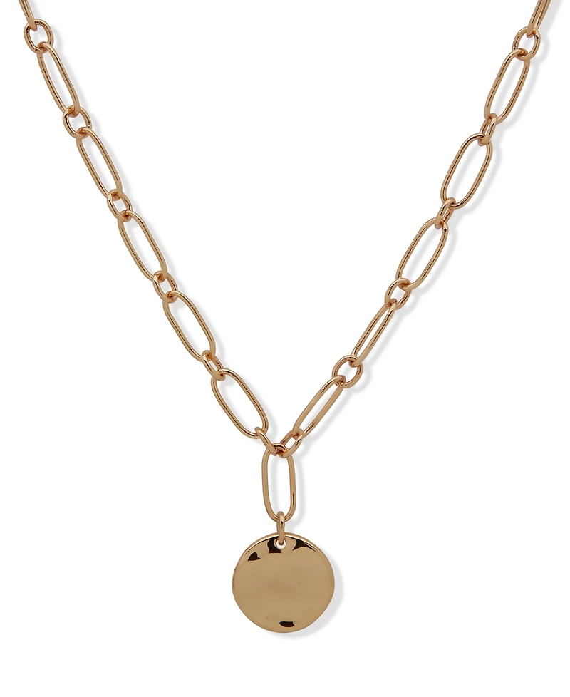 Nine West Gold-Tone Wavy Texture Pendant Necklace