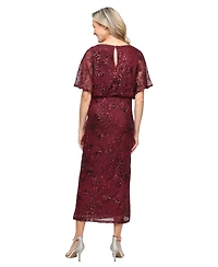 Sl Fashions Women's Sequined Blouson Midi Dress
