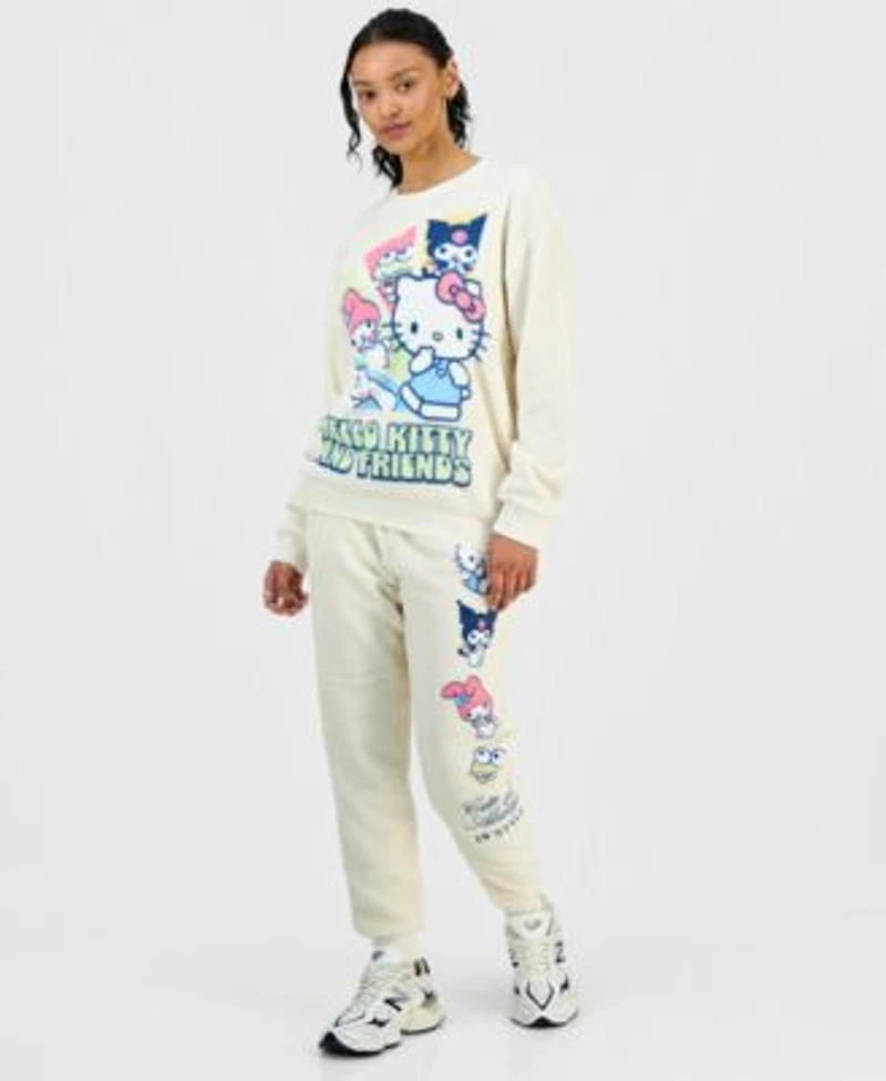 Love Tribe Juniors Hello Kitty Friends Sweatshirt Joggers