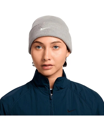 Nike Men's Gray Swoosh Terra Cuffed Knit Hat