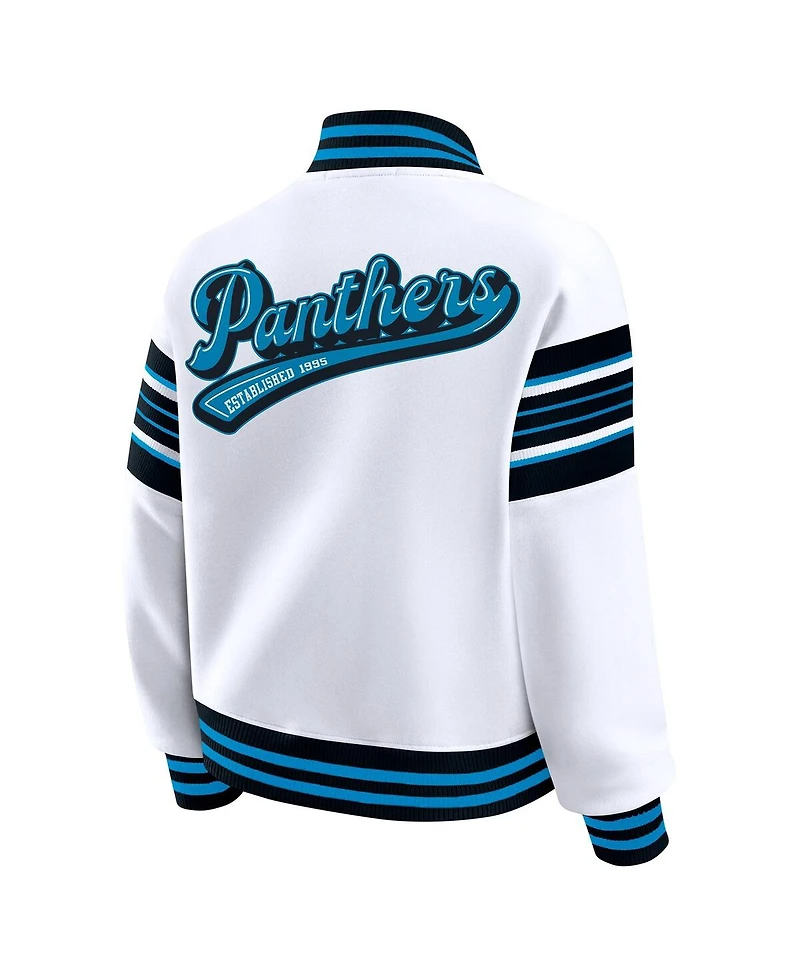 Wear by Erin Andrews Women's White Carolina Panthers Full-Snap Fleece Sweatshirt Jacket